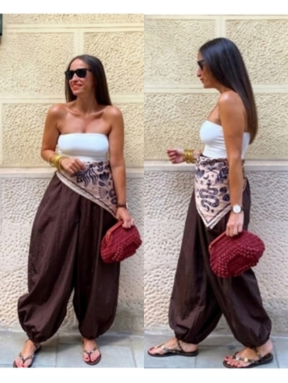 Zara Balloon Pants Brown Nylon Size XS M